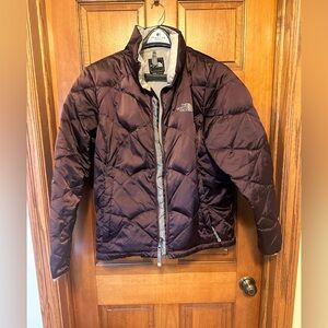 The North Face women’s dark plum and gray mid weight winter ski / snow jacket